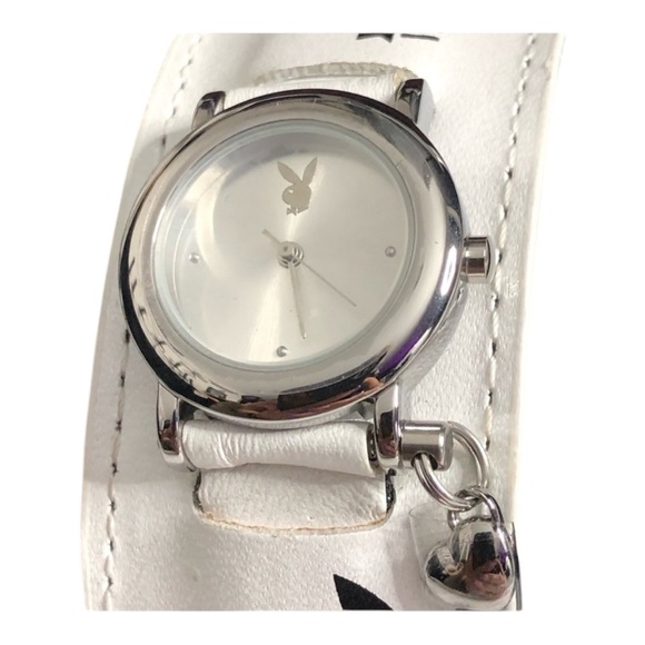 Vintage Playboy Bunny Black and White Leather Band Watch Rare New in Box